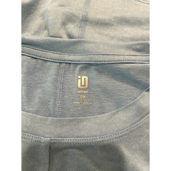 Ideology Women's Plus Size 2X Solid Recycled Pullover Top Short Sleeve Blue B68 - Picture 6 of 8